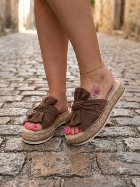 GAIMO🇪🇸HANDMADE in SPAIN Knotted LeatherEspadrille PlatformMule SlipOn Sz7.5/8